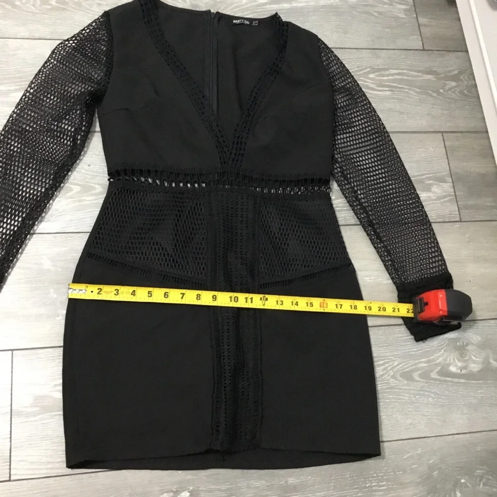 NASTY GAL Lets Net To It Mesh Fishnet Detail Mini Dress size US10 - Picture 6 of 12